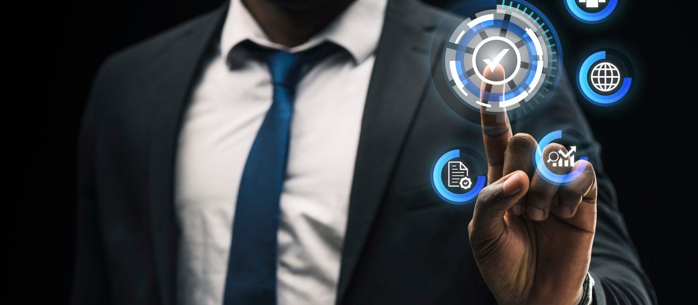 Security professional interacting with a digital protection interface